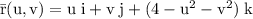 \rm \bar{r}(u,v) = u\; i + v\; j + (4-u^2-v^2)\;k