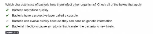 Which characteristics of bacteria  them infect other organisms?  check all of the boxes that apply.