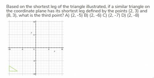 Based on the shortest leg of the triangle illustrated, if a similar triangle on the coordinate plane