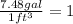 \frac{7.48 gal}{1 ft^3} =1