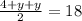 \frac{4+y+y}{2}=18