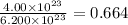 \frac{4.00\times 10^{23}}{6.200\times 10^{23}}=0.664