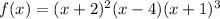 f(x)=(x+2)^2(x-4)(x+1)^3