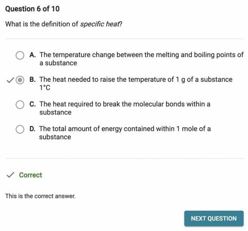 What is the definition of specific heat ?