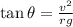 \tan\theta =\frac{v^2}{rg}