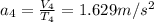 a_{4}=\frac{V_{4}}{T_{4}}=1.629 m/s^{2}