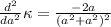 \frac{d^2}{da^2} \kappa = \frac{- 2  a}{(a^2 + a^2)^2}