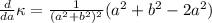 \frac{d}{da} \kappa = \frac{1}{(a^2 + b^2)^2} (a^2+b^2 -  2 a^2)