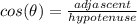 cos (\theta)=\frac{adjascent}{hypotenuse}