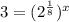 3=(2^\frac{1}{8})^x