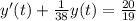 y'(t)+\frac{1}{38}y(t)=\frac{20}{19}