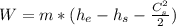 W= m*(h_{e}- h_{s}-\frac{C_{s}^{2}}{2})