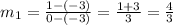 m_1=\frac{1-(-3)}{0-(-3)} =\frac{1+3}{3}= \frac{4}{3}