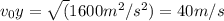 v_0y =\sqrt(1600 m^2/s^2) = 40 m/s