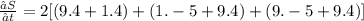 \frac{∂S}{∂t} = 2[(9.4+1.4)+( 1.-5+ 9.4) + (9.-5+ 9.4)]