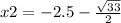 x2=-2.5-\frac{\sqrt{33}}{2}