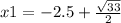 x1=-2.5+\frac{\sqrt{33}}{2}