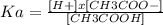 Ka = \frac{[H+]x[CH3COO-]}{[CH3COOH]}