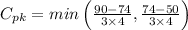 C_{pk}=min\left ( \frac{90-74}{3\times 4},\frac{74-50}{3\times 4}\right )