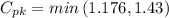 C_{pk}=min\left ( 1.176,1.43\right )
