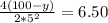 \frac{4(100 -y)}{2*5^2} = 6.50