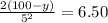 \frac{2(100 -y)}{5^2} = 6.50