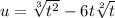 u=\sqrt[3]{t^2}-6t\sqrt[2]{t}