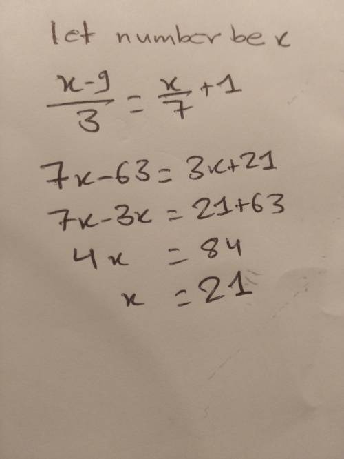 If 9 is subtracted from a certain number and the difference is divided by 3 , the result is 1 more t