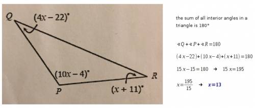 How do you solve for x, then find each angle measure?