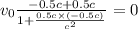 v_0\frac{-0.5c+0.5c}{1+\frac{0.5c\times (-0.5c)}{c^2}}=0
