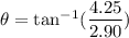 \theta=\tan^{-1}(\dfrac{4.25}{2.90})