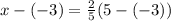 x - (-3) = \frac{2}{5}(5 - (-3))