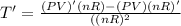 T'=\frac{(PV)'(nR)-(PV)(nR)'}{((nR)^{2} }