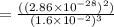 =\frac {((2.86\times10^{-28})^2)}{(1.6\times10^{-2})^3}