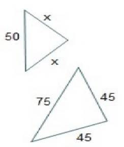 What value of x will make the triangles similar by the sss similarity theorem?  a. 1.5 b. 20 c. 30 d