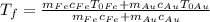T_f=\frac{m_{Fe}c_{Fe}T_{0Fe}+m_{Au}c_{Au}T_{0Au}}{m_{Fe}c_{Fe}+m_{Au}c_{Au}}