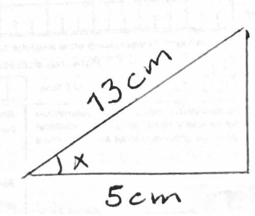 Aright angle triangle is shown with hypotenuse equal to 13 centimeters. an acute angle of the triang
