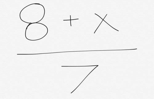 What algebraic expression shows the sum of 8 and x divided by 7