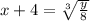 x+4=\sqrt[3]{\frac{y}{8}}