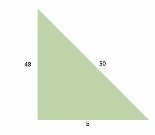 Aright triangle has one leg with a length of 48 and a hypotenuse with a length of 50.