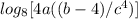 log_8 [4a ((b-4)/c^4)]
