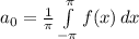 a_0=\frac{1}{\pi}\int\limits^\pi_ {-\pi} {f(x)} \, dx