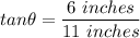 tan\theta=\dfrac{6\ inches}{11\ inches}