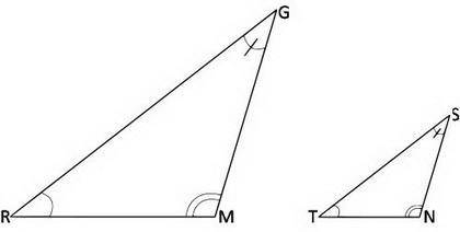 Suppose these statements about two triangles are true:  ∠g=∠s,∠r=∠t,and ∠m=∠n. which statement is co