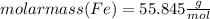 molarmass(Fe)=55.845\frac{g}{mol}