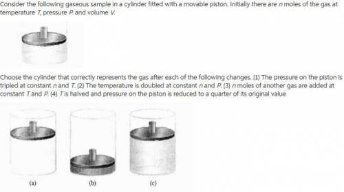 Consider the following gaseous sample in a cylinder fitted with a movable piston. initially there ar