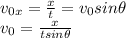 v_{0x} = \frac{x}{t}=v_0sin \theta\\ v_0=\frac{x}{tsin \theta}