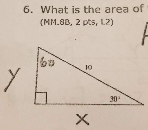 What is the area of the right triangle shown?