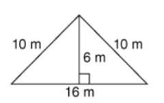 Atriangular prism has a height of 6 meters and a triangular base with the following dimensions. what