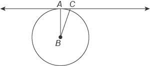 Ac←→ is tangent to the circle with center at b. the measure of ∠acb is 71°. what is the measure of ∠